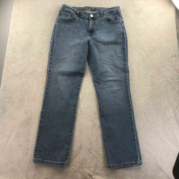 Lee Women's Jeans 32x28 Measured Blue Denim Relaxed Fit Straight Leg Mid Rise Ca - Picture 13 of 14